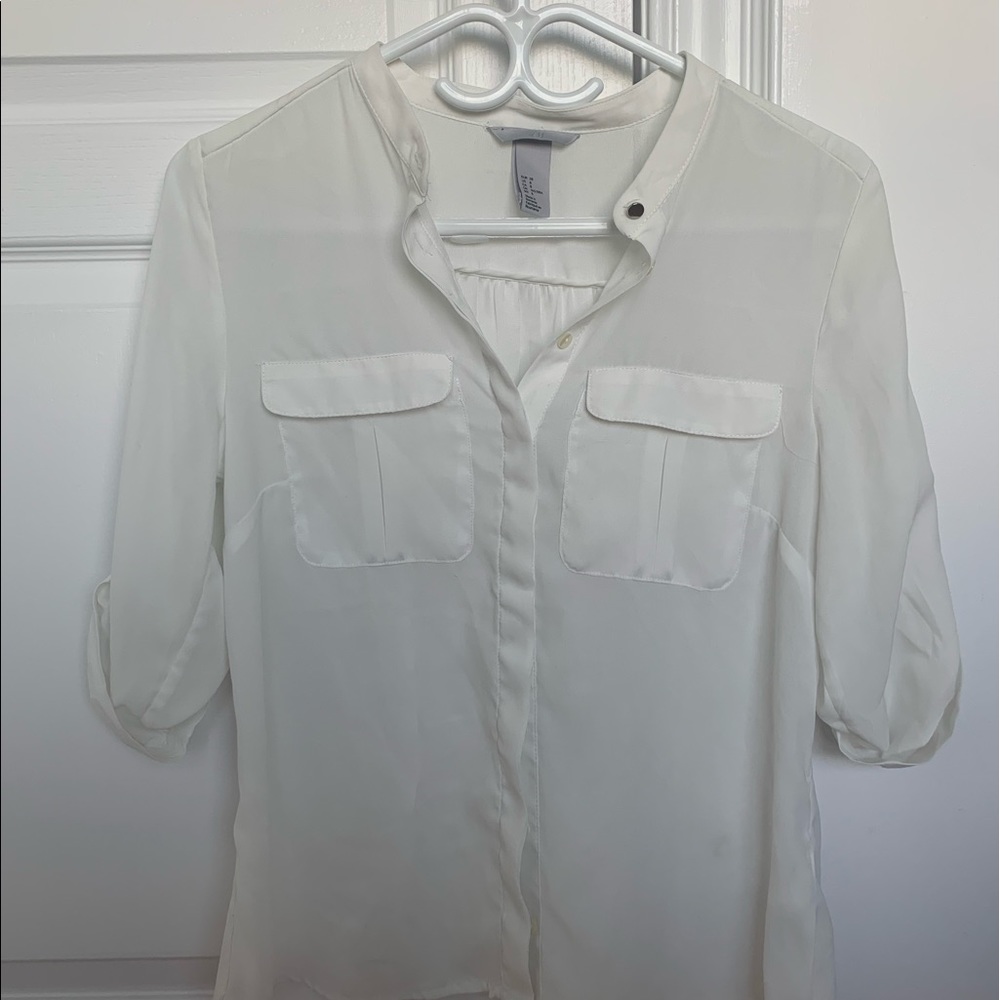 H&M White Sheer Shirt
